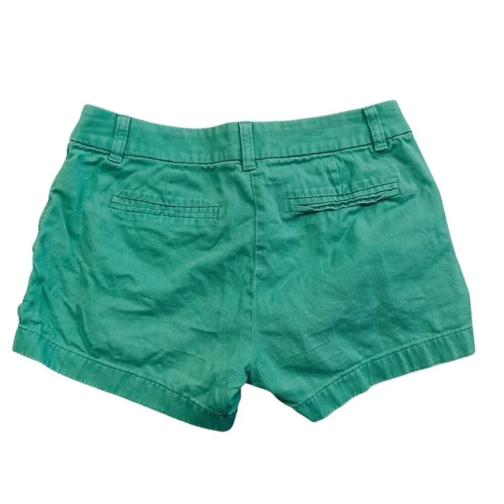 J.Crew Green Chino Shorts Size 0 3” Inseam Preppy Summer Cotton